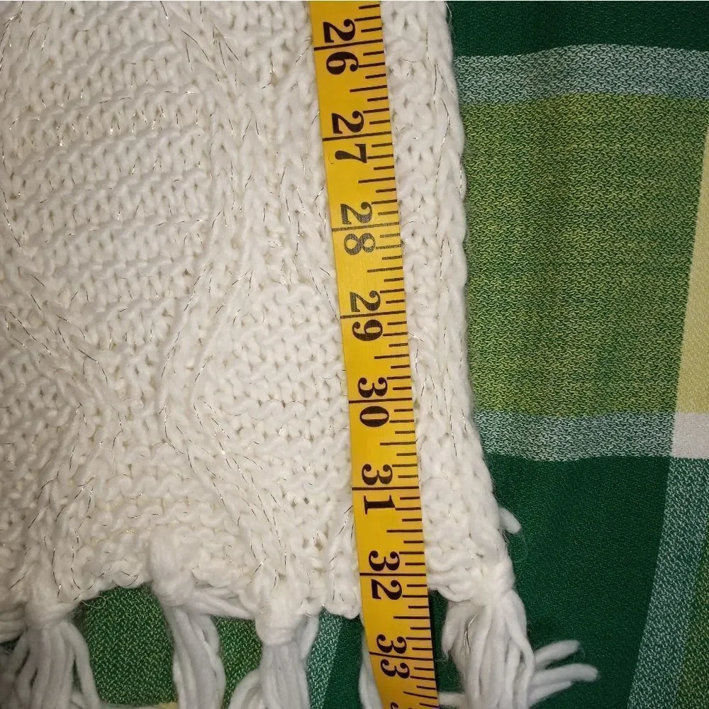 Lot of 3 Pieces White Black Striped Knitted Fringed Women's Scarfs